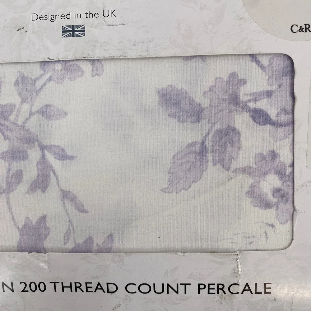 Cabbages & Roses Alderney Pillowcase Pair King Lilac Floral 100% Cotton Percale